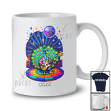 Personalized Custom Name Peacock Disco Sunglasses Playing Rock Guitar; Joyful Guitarist Music T-Shirt