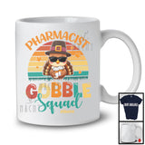 Personalized Custom Name Pharmacist Gobble Squad; Happy Thanksgiving Vintage Retro Turkey T-Shirt