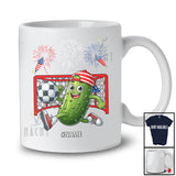 Personalized Custom Name Pickle Playing Soccer; Joyful 4th Of July Sport Player; Patriotic T-Shirt