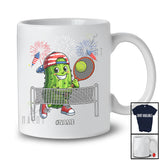 Personalized Custom Name Pickle Playing Tennis; Joyful 4th Of July Sport Player; Patriotic T-Shirt
