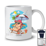 Personalized Custom Name Pig On Beach; Lovely Summer Vacation Palm Tree; Hawaiian Family T-Shirt