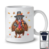 Personalized Custom Name Pilgrim Cane Corso Riding Turkey; Lovely Thanksgiving Fall Leaves T-Shirt
