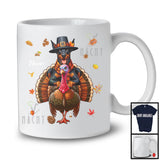 Personalized Custom Name Pilgrim Dobermann Riding Turkey; Lovely Thanksgiving Fall Leaves T-Shirt