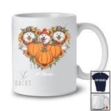 Personalized Custom Name Pilgrim Samoyed Heart; Lovely Thanksgiving Fall Sunflower Pumpkin T-Shirt