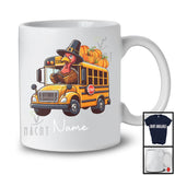 Personalized Custom Name Pilgrim Turkey Driving School Bus, Amazing Thanksgiving Driver Team T-Shirt