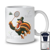 Personalized Custom Name Pilgrim Turkey Playing Badminton, Lovely Thanksgiving Sport Player Team T-Shirt