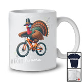 Personalized Custom Name Pilgrim Turkey Riding Bicycle, Amazing Thanksgiving Rider Biker Team T-Shirt