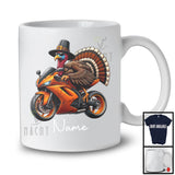 Personalized Custom Name Pilgrim Turkey Riding Motorbike, Amazing Thanksgiving Rider Biker Team T-Shirt