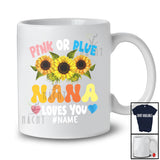 Personalized Custom Name Pink or Blue Nana; Happy Mother's Day Gender Reveal Sunflower T-Shirt