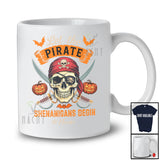 Personalized Custom Name Pirate Shenanigans Begin; Happy Halloween Scary Pirate Skull T-Shirt