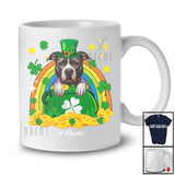 Personalized Custom Name Pit Bull Leprechaun In Pot Of Gold; Lovely St. Patrick's Day Rainbow T-Shirt