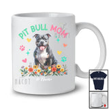Personalized Custom Name Pit Bull Mom; Amusing Mother's Day Flowers Paws; Family T-Shirt