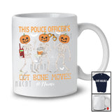 Personalized Custom Name Police Officer's Got Bone Moves; Joyful Halloween Pumpkin Skeletons T-Shirt