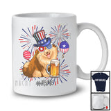 Personalized Custom Name Pomeranian Drinking Beer, Lovely 4th Of July Fireworks, Patriotic T-Shirt
