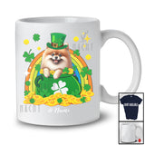 Personalized Custom Name Pomeranian Leprechaun In Pot Of Gold; Lovely St. Patrick's Day Rainbow T-Shirt