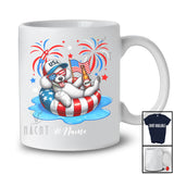 Personalized Custom Name Poodle Drinking On Float Beach; Joyful 4th Of July Patriotic T-Shirt