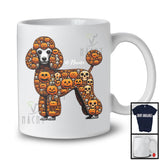 Personalized Custom Name Poodle Skull Pumpkin Shape; Creepy Halloween Animal Lover T-Shirt