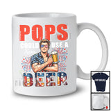 Personalized Custom Name Pops Could Use A Beer, Happy 4th Of July Drinking, Patriotic Family T-Shirt