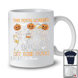 Personalized Custom Name Postal Worker's Got Bone Moves; Joyful Halloween Pumpkin Skeletons T-Shirt