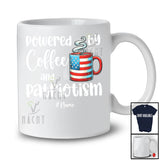 Personalized Custom Name Powered By Coffee And Patriotism; Awesome 4th Of July Patriotic T-Shirt