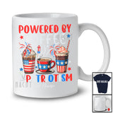 Personalized Custom Name Powered by Coffee And Patriotism; Lovely 4th Of July Patriotic T-Shirt