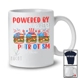 Personalized Custom Name Powered by Hamburger And Patriotism; Lovely 4th Of July Patriotic T-Shirt