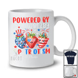 Personalized Custom Name Powered by Strawberry And Patriotism; Lovely 4th Of July Patriotic T-Shirt