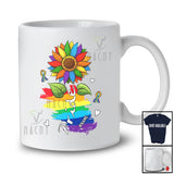 Personalized Custom Name Pride; Lovely LGBTQ Rainbow Sunflower; Gay Lesbian Family T-Shirt