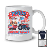 Personalized Custom Name Proud Patriotic; Lovely 4th Of July Cow On Tractor; Farmer Farm T-Shirt