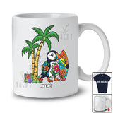 Personalized Custom Name Puffin Surfer; Joyful Summer Vacation Hawaiian Surfing Lover T-Shirt