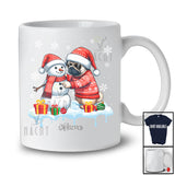 Personalized Custom Name Pug Build Snowman; Lovely Snow Santa Pug; Family T-Shirt