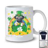 Personalized Custom Name Pug Leprechaun In Pot Of Gold; Lovely St. Patrick's Day Rainbow T-Shirt