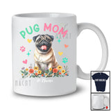 Personalized Custom Name Pug Mom; Amusing Mother's Day Flowers Paws; Family T-Shirt