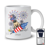 Personalized Custom Name Pug Riding Firecracker, Lovely 4th Of July Fireworks, Patriotic T-Shirt