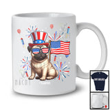 Personalized Custom Name Pug, Lovely 4th Of July American Flag Fireworks, Pug Patriotic T-Shirt
