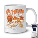 Personalized Custom Name Pumpkin Spice Life; Humorous Thanksgiving Goose Fall Leaf; Farm Farmer T-Shirt