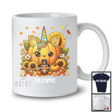 Personalized Custom Name Pumpkin Unicorn Face; Lovely Thanksgiving Sunflowers Turkey; Family T-Shirt