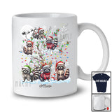 Personalized Custom Name Raccoon On Christmas Tree; Amusing X-mas Snow Lights; Animal Lover T-Shirt