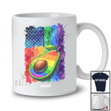 Personalized Custom Name Rainbow American Flag Avocado; Colorful LGBTQ 4th of July Patriotic T-Shirt