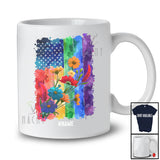 Personalized Custom Name Rainbow American Flag Wildflowers; Colorful LGBTQ 4th of July Patriotic T-Shirt