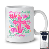 Personalized Custom Name Raising Twins And Trusting God; Fantastic Mother's Day Flowers Cross T-Shirt