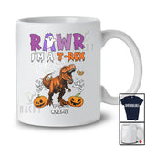 Personalized Custom Name Rawr I'm A T-Rex; Scary Halloween T-Rex Boo Ghost Pumpkin; Family T-Shirt