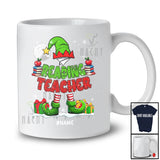 Personalized Custom Name Reading Teacher; Lovely Christmas Elf Snowing Book Education Jobs T-Shirt