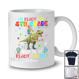 Personalized Custom Name Ready For 4th Grade; Amusing First Day Of School Pencil Riding T-Rex T-Shirt