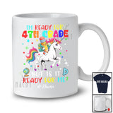 Personalized Custom Name Ready For 4th Grade; Amusing First Day Of School Pencil Riding Unicorn T-Shirt