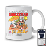 Personalized Custom Name Ready For Christmas In July; Lovely Summer Vacation Santa Seabeach T-Shirt