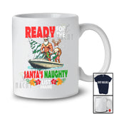 Personalized Custom Name Ready For Naughty List; Amazing Christmas in July Santa On Boat T-Shirt