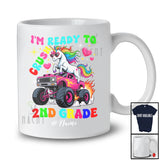 Personalized Custom Name Ready To Crush 2nd Grade; Joyful Back To School Unicorn On Monster Truck T-Shirt