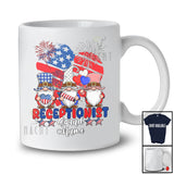 Personalized Custom Name Receptionist Squad; Joyful 4th Of July Three Gnomes; US Flag Heart T-Shirt