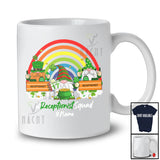 Personalized Custom Name Receptionist Squad; Joyful St. Patrick's Day Three Gnomes; Rainbow T-Shirt